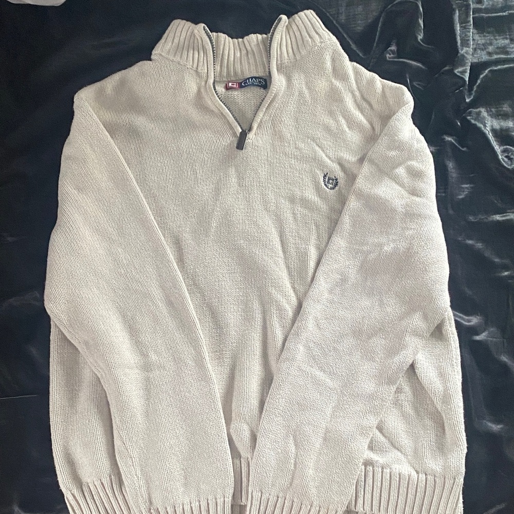 Chaps Men's Zip-Up Sweater in Cream